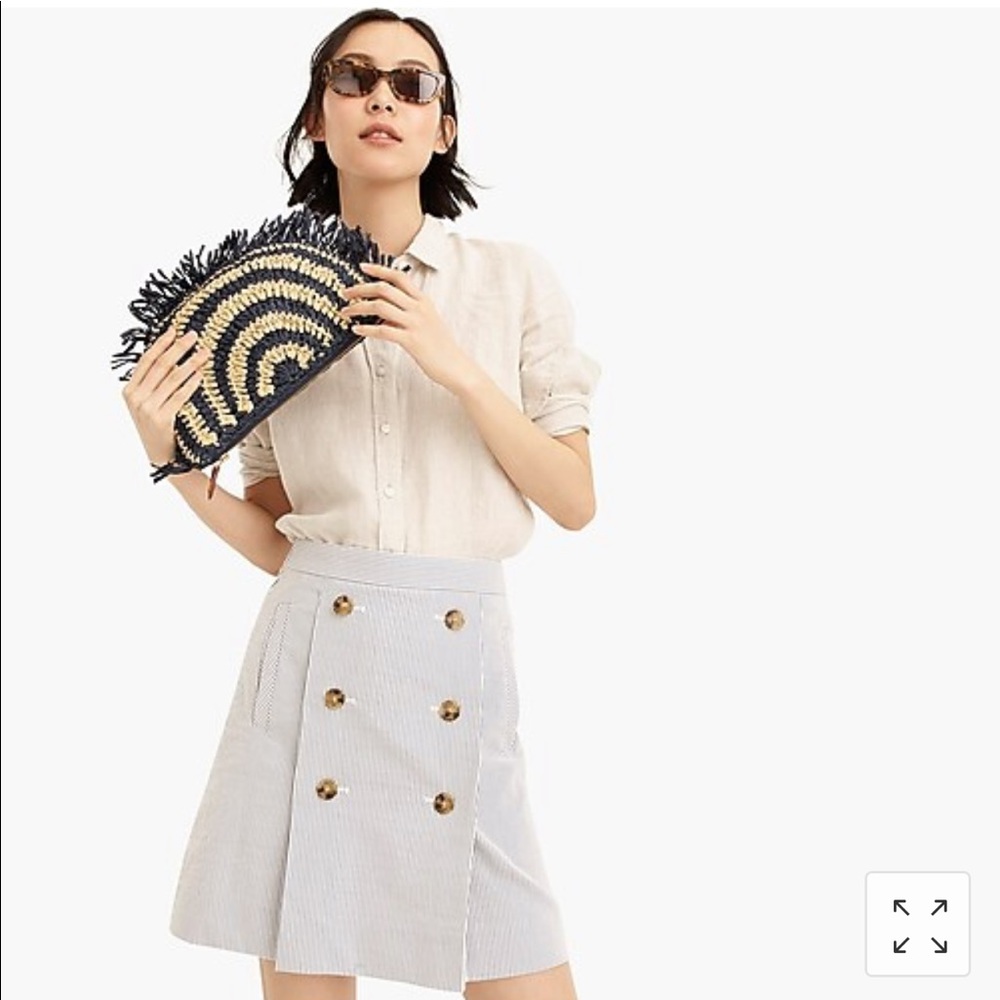 NWT J.Crew button-front mini skirt in seersucker.